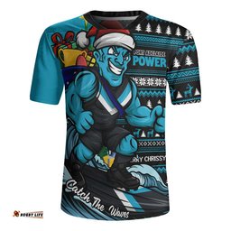 Port Adelaide Rugby Jersey Christmas Holiday Santa Rides The Waves