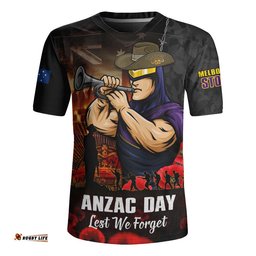 Melbourne Storm Rugby Jersey Anzac Day Rising Dawn Ceremony Lest We Forget Courage