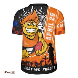 GWS GIANTS Rugby Jersey Anzac Day Lest We Forget Memorial