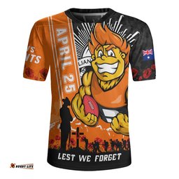 GWS GIANTS Rugby Jersey Anzac Day Lest We Forget Memorial