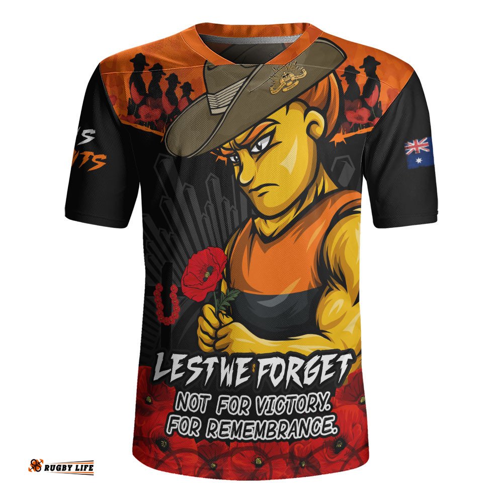 GWS GIANTS Rugby Jersey ANZAC Day Not For Victory For Remembrance