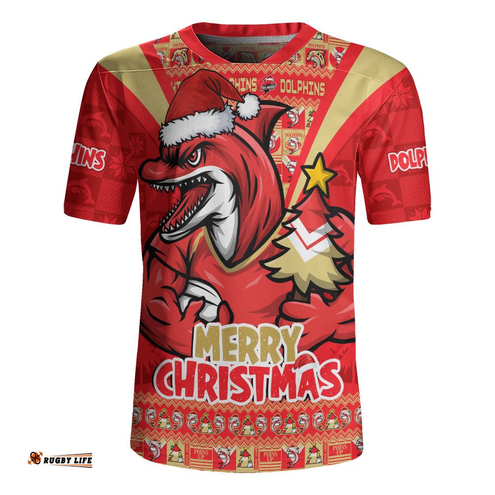 Redcliffe Dolphins Rugby Jersey Merry Christmas Festive Spirit Edition