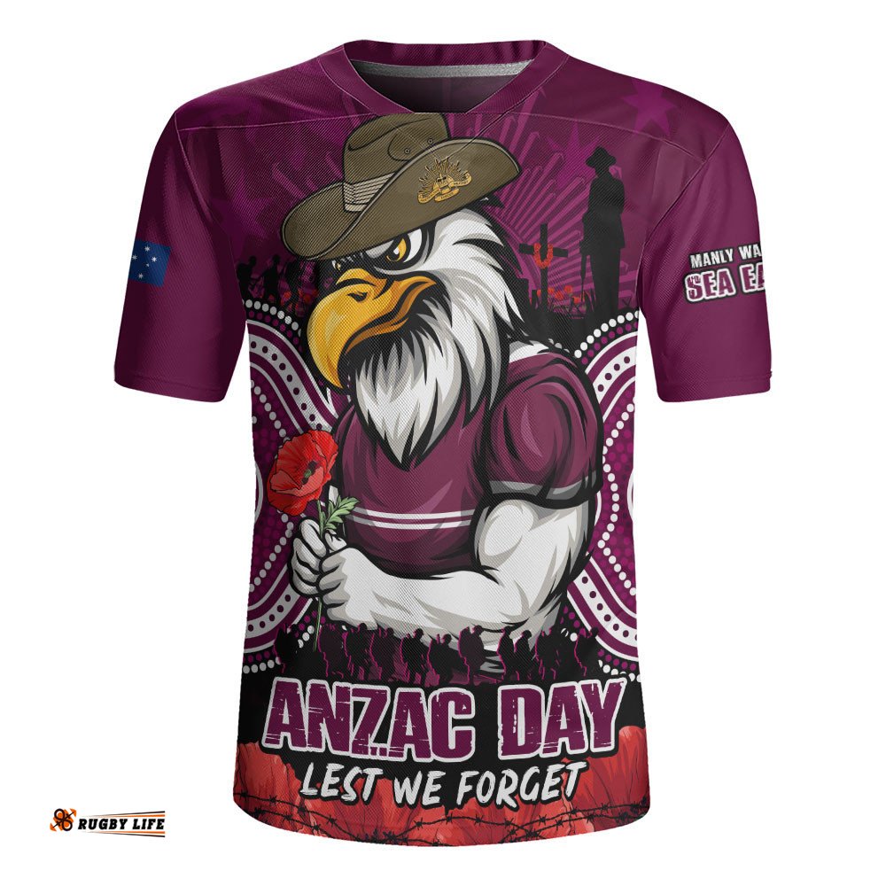 Manly Warringah Sea Eagles Rugby Jersey Anzac Day Pride Of Service Eternal Memory