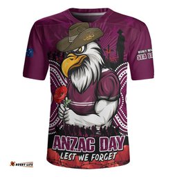 Manly Warringah Sea Eagles Rugby Jersey Anzac Day Pride Of Service Eternal Memory