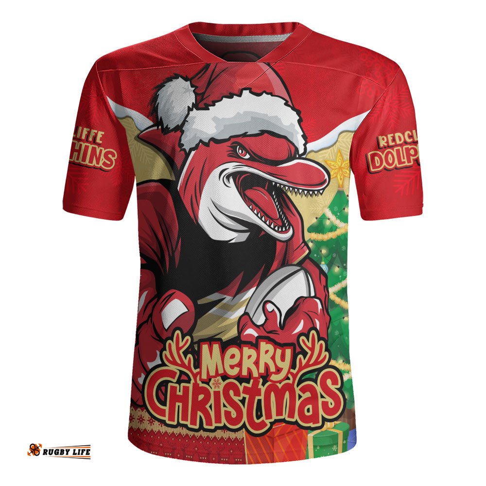 Redcliffe Dolphins Rugby Jersey Santa Scoring Touchdown On Christmas Game Day