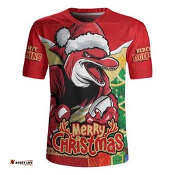 Redcliffe Dolphins Rugby Jersey Santa Scoring Touchdown On Christmas Game Day