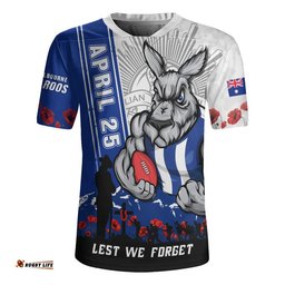 North Melbourne Rugby Jersey Anzac Day Lest We Forget Memorial