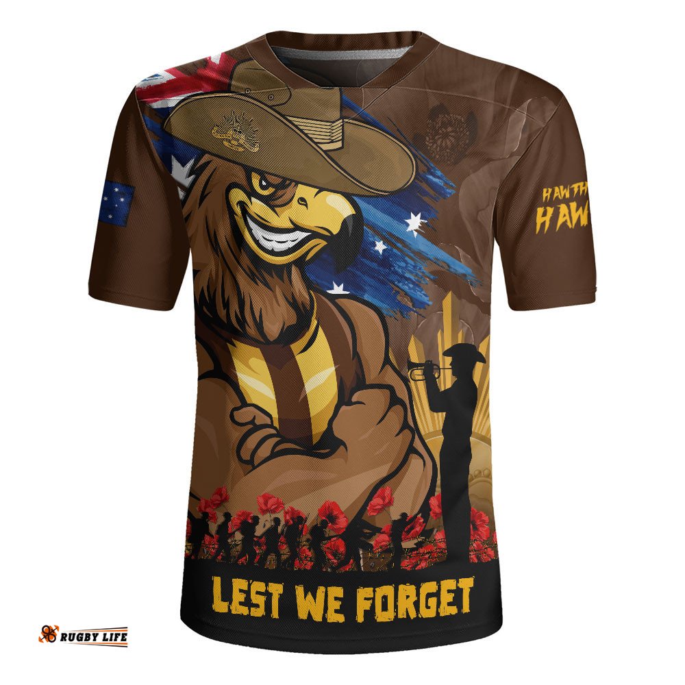 Hawthorn Rugby Jersey ANZAC Inspired Football Fan Memorial Design