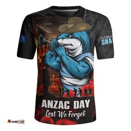 Cronulla-Sutherland Sharks Rugby Jersey Anzac Day Rising Dawn Ceremony Lest We Forget Courage