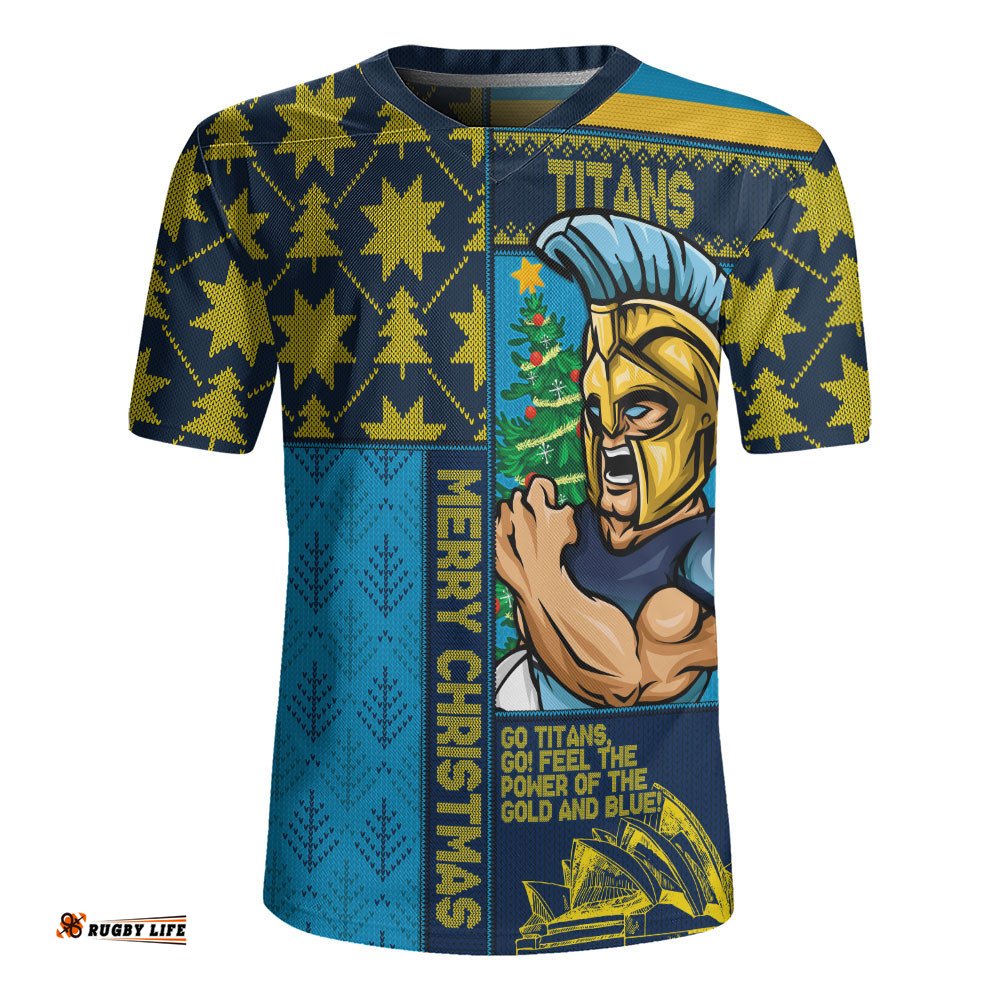 Gold Coast Titans Rugby Jersey Christmas Magic Knit Style Winter Glow