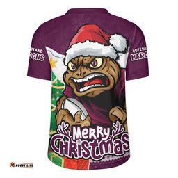 Queensland Maroons Rugby Jersey Santa Scoring Touchdown On Christmas Game Day