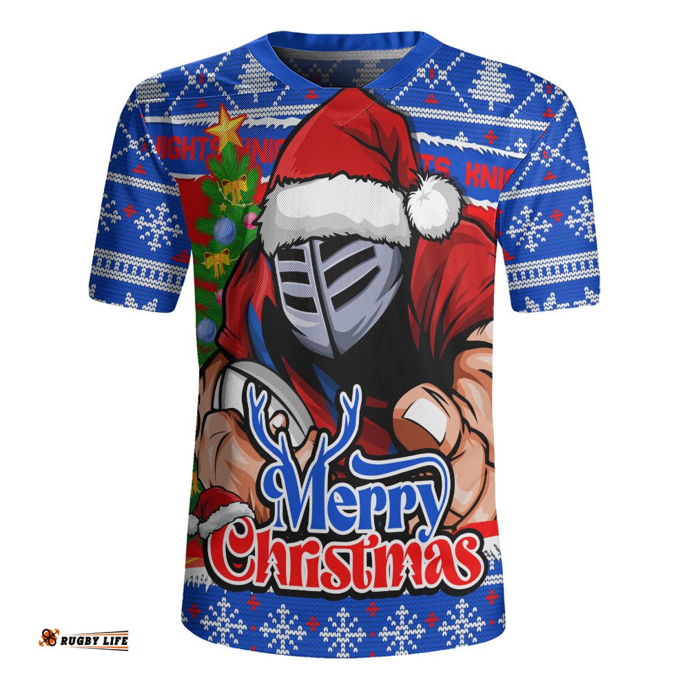 Newcastle Knights Rugby Jersey Merry Christmas Game Day Knit Style Team Edition