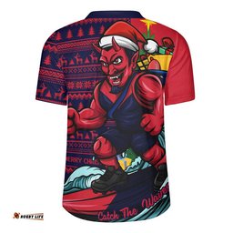 Melbourne Rugby Jersey Christmas Holiday Santa Rides The Waves