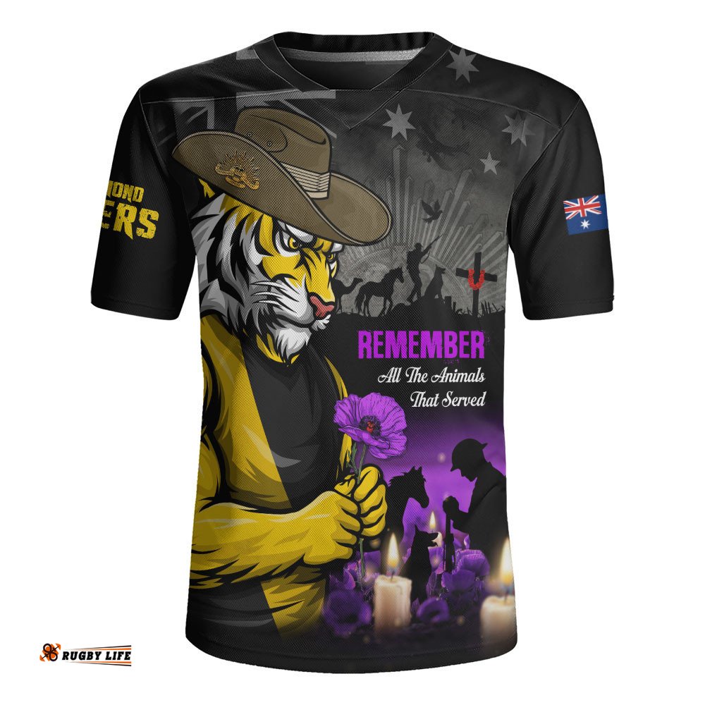 Richmond Rugby Jersey Anzac Day In Memory Of Animals That Served