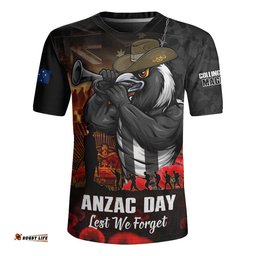Collingwood Rugby Jersey ANZAC Day Lest We Forget Red Poppy And Honor The Brave Tribute