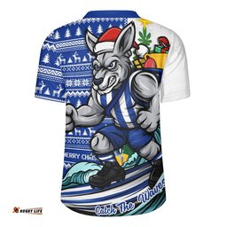 North Melbourne Rugby Jersey Christmas Holiday Santa Rides The Waves