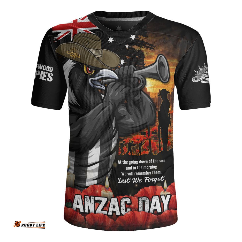 Collingwood Rugby Jersey Anzac Day Dawn Of Courage Eternal Tribute