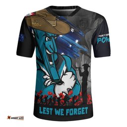 Port Adelaide Rugby Jersey ANZAC Inspired Football Fan Memorial Design