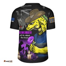 Parramatta Eels Rugby Jersey Anzac Day Purple Poppy And Animals That Served