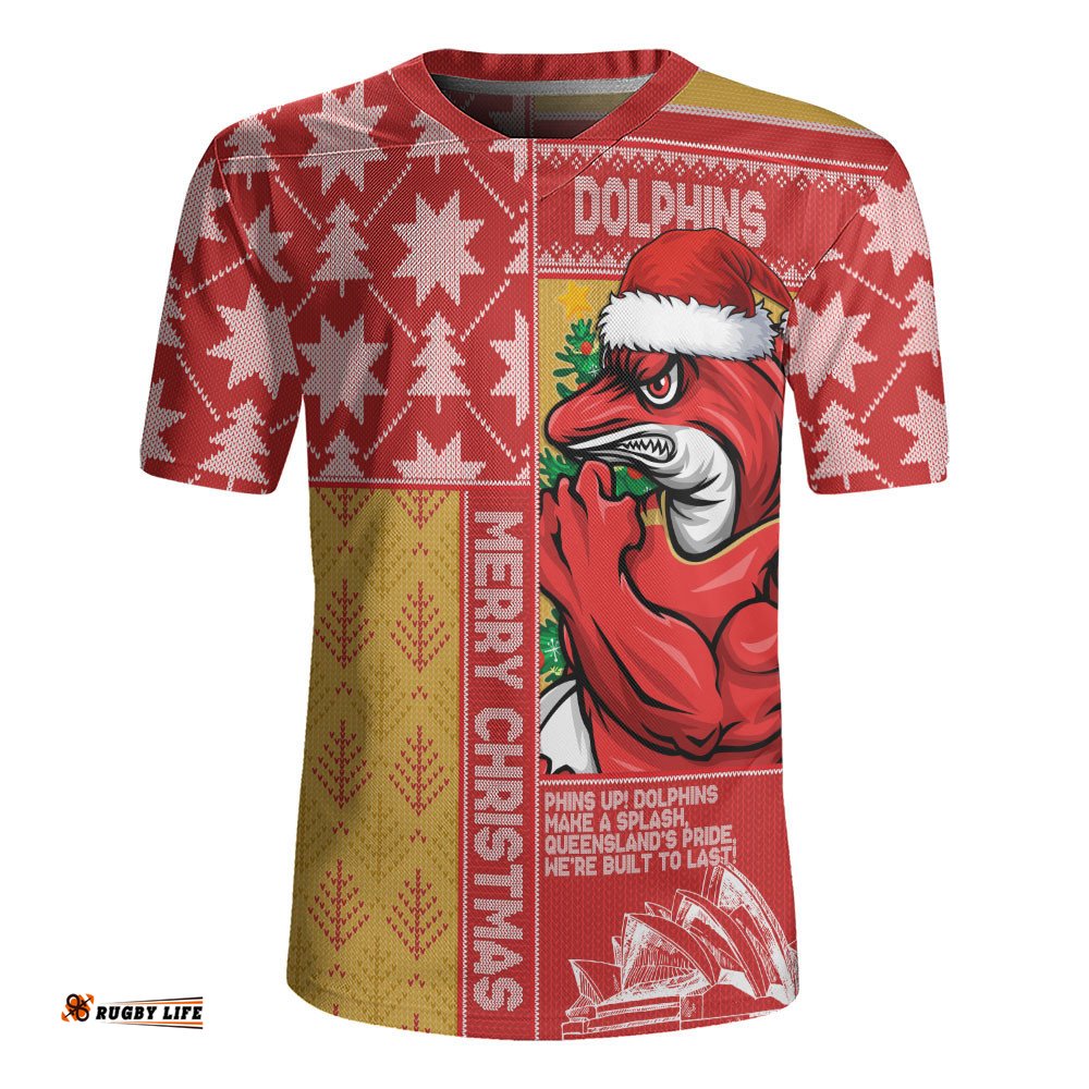 Redcliffe Dolphins Rugby Jersey Christmas Magic Knit Style Winter Glow