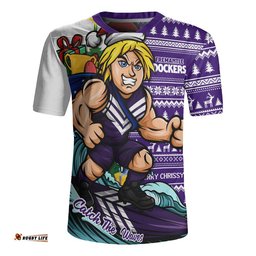 Fremantle Rugby Jersey Christmas Holiday Santa Rides The Waves