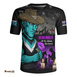 Port Adelaide Rugby Jersey Anzac Day In Memory Of Animals That Served