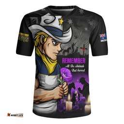 North Queensland Cowboys Rugby Jersey Anzac Day Purple Poppy And Animals That Served