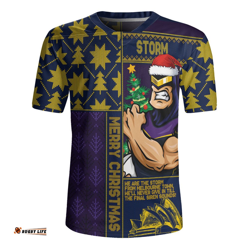 Melbourne Storm Rugby Jersey Christmas Magic Knit Style Winter Glow