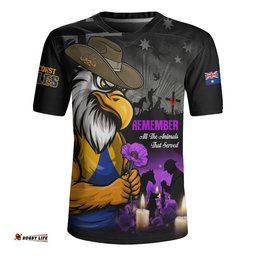 West Coast Eagles Rugby Jersey Anzac Day In Memory Of Animals That Served