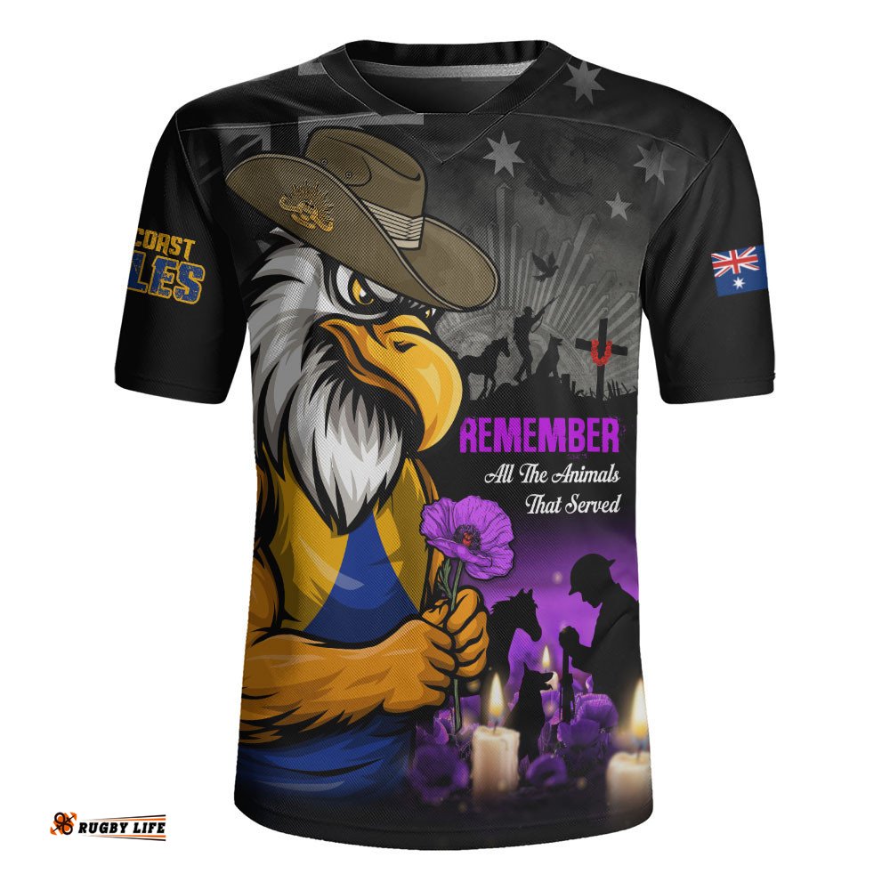 West Coast Eagles Rugby Jersey Anzac Day In Memory Of Animals That Served