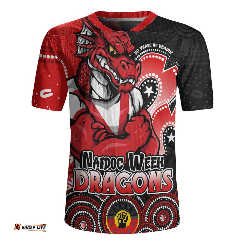 St. George Illawarra Dragons Rugby Jersey NAIDOC Week 50 Years Of Deadly Indigenous Pattern