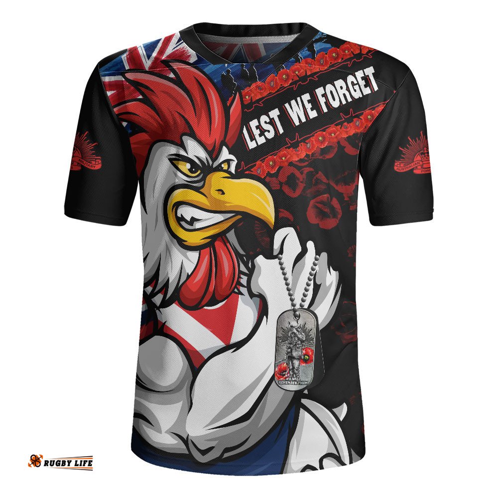 Sydney Roosters Rugby Jersey Anzac Remembrance Of The Fallen