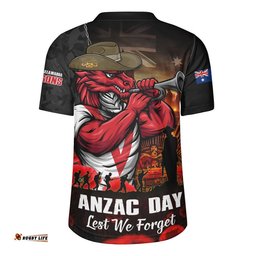 St. George Illawarra Dragons Rugby Jersey Anzac Day Rising Dawn Ceremony Lest We Forget Courage