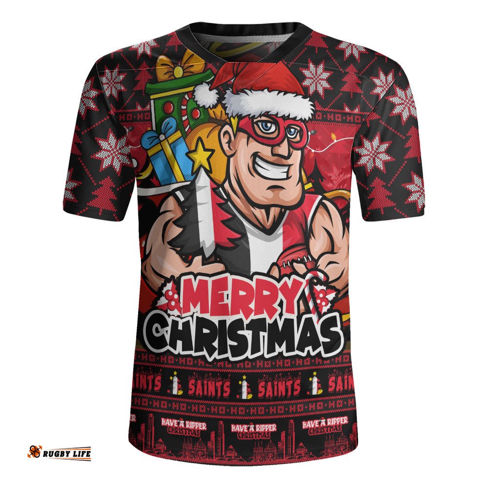 St Kilda Rugby Jersey Festive Holiday Merry Christmas Vibe