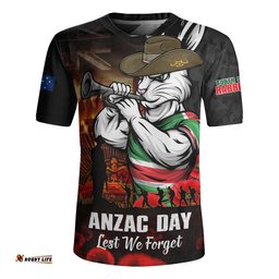 South Sydney Rabbitohs Rugby Jersey Anzac Day Rising Dawn Ceremony Lest We Forget Courage