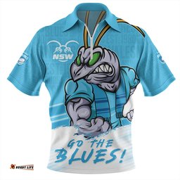 New South Wales Blues NSW Blues Word Cloud Style Zip Polo Shirt