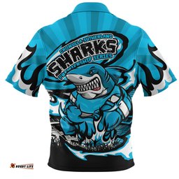 Cronulla Sutherland Sharks Premiership Series Sports Gear Zip Polo Shirt