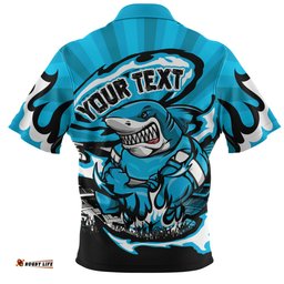 Cronulla Sutherland Sharks Premiership Series Sports Gear Zip Polo Shirt
