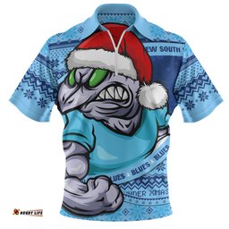 New South Wales Blues Ugly Knit Style For Christmas Game Fans Zip Polo Shirt