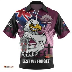 Manly Warringah Sea Eagles Fearless ANZAC Defender Zip Polo Shirt