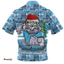 New South Wales Blues Merry Ugly Christmas Comic Style Zip Polo Shirt