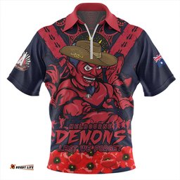 Melbourne Ripped Legacy Of The Game The ANZAC Spirit Lives On Zip Polo Shirt