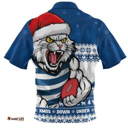 Geelong Cats Merry Christmas Down Under Footy Power Style Zip Polo Shirt
