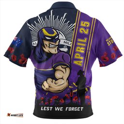 Melbourne Storm Anzac Day Lest We Forget Strong Fighting Spirit Zip Polo Shirt