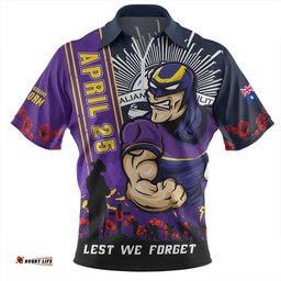 Melbourne Storm Anzac Day Lest We Forget Strong Fighting Spirit Zip Polo Shirt