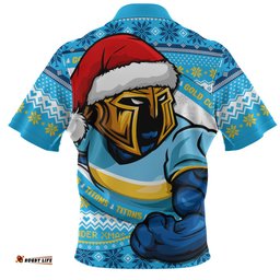 Gold Coast Titans Ugly Knit Style For Christmas Game Fans Zip Polo Shirt