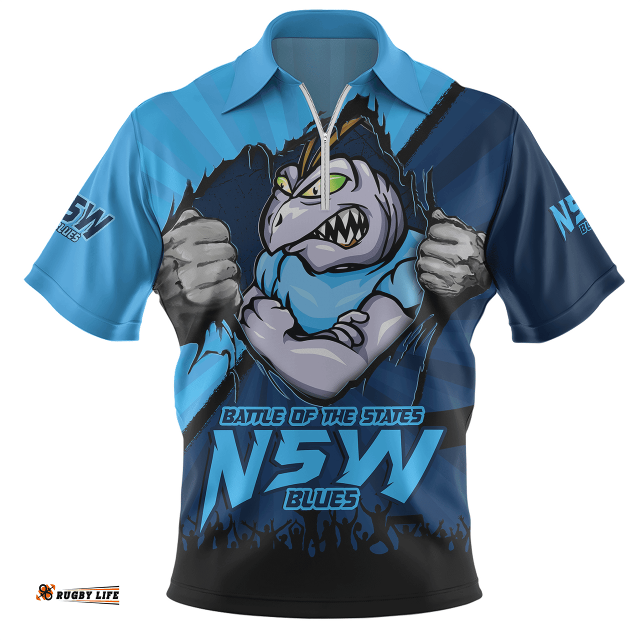 New South Wales Blues Origin Battleground Blues Unleashed Zip Polo Shirt