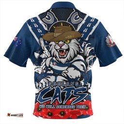 Geelong Cats Ripped Legacy Of The Game The ANZAC Spirit Lives On Zip Polo Shirt