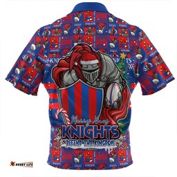 Newcastle Knights Merry Ugly Christmas Comic Style Zip Polo Shirt
