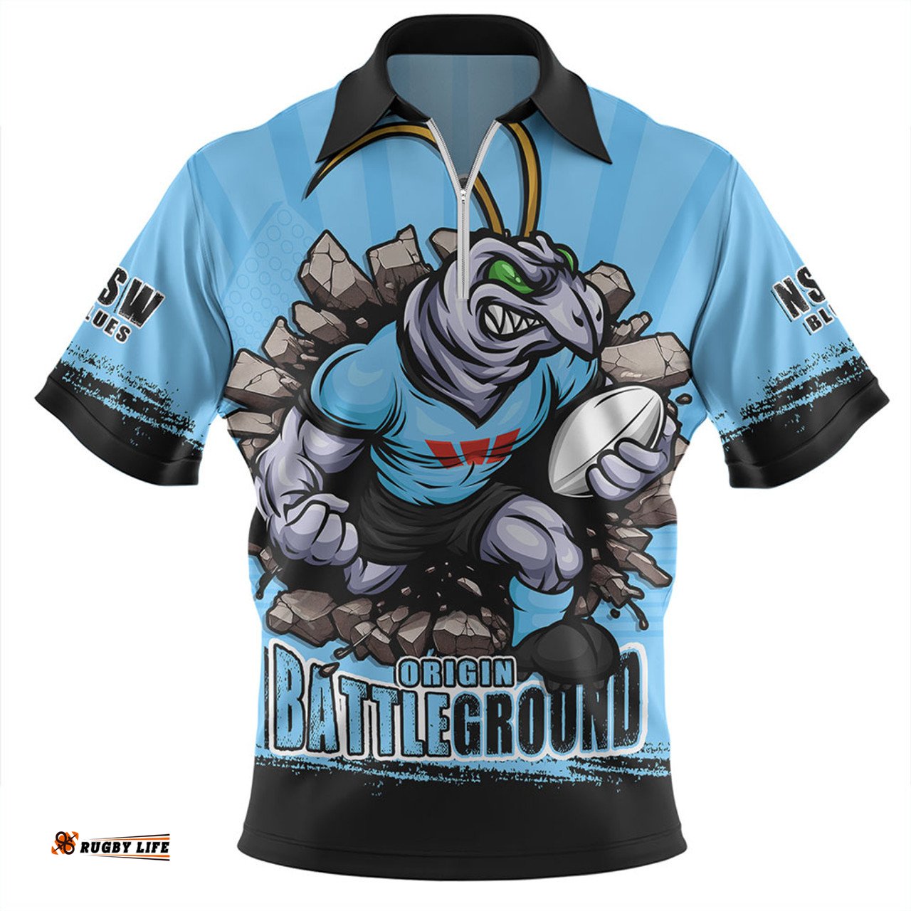 New South Wales Blues Dynasty Of Blues Zip Polo Shirt